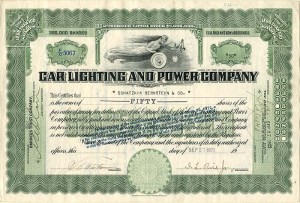 Car Lighting and Power Co. - Signed by Isaac L. Rice Jr. - 1922 dated Autograph Stock Certificate